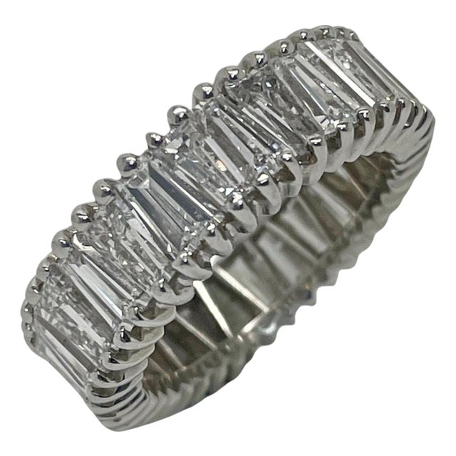 7 Carat Tapered Baguette Zig Zag Diamond and Platinum Eternity Band, Size 6.25 For Sale