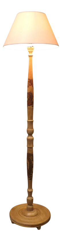 Vintage Carved Floor Lamp, 1930