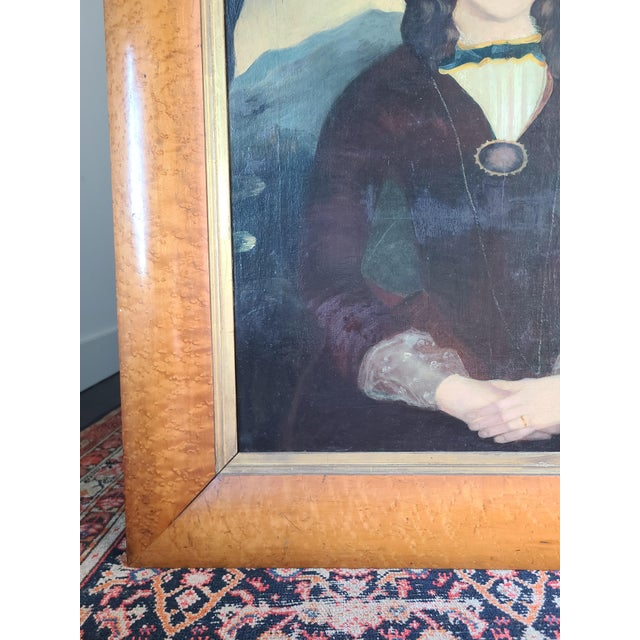 Antique 19th C. Oil Painting Folk Art Portrait in the Style of William Matthew Prior For Sale - Image 14 of 16