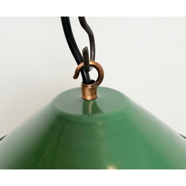 Industrial Green Enamel Factory Pendant Lamp, 1950s For Sale - Image 6 of 16