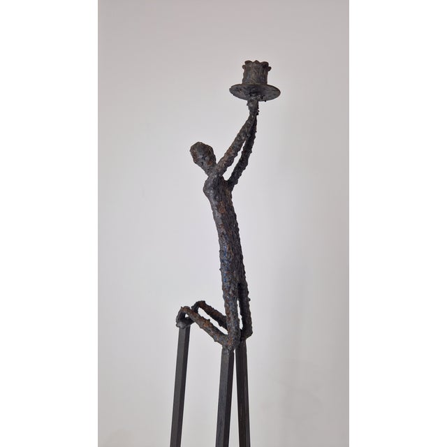 Alberto Giacometti Iron and Bronze Candlestick by Alberto Giacometti, 1970s For Sale - Image 4 of 14