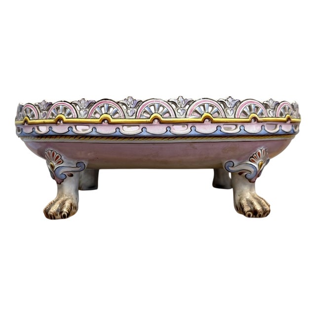 Large Openwork Earthenware Planter, 1880 For Sale