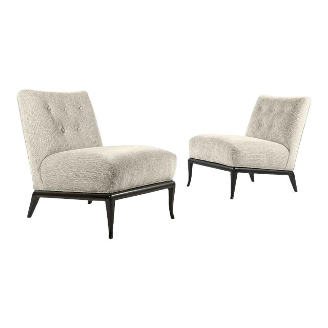 Mid-Century Modern Style Slipper Chairs in Boucle -Set of 2 For Sale