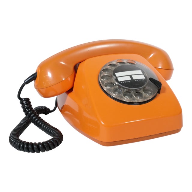 Space Age Rotary Dial Telephone Orange from Siemens, 1970s For Sale