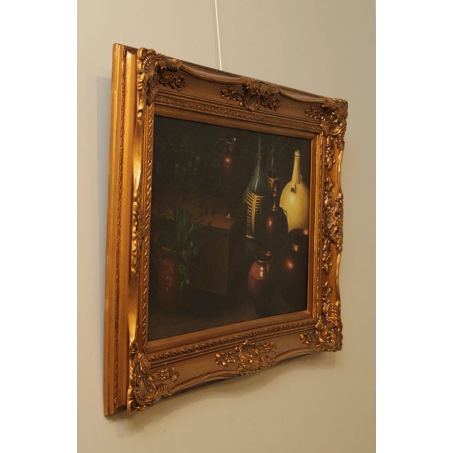 Graceful Art Framed Still Life Oil Painting on Canvas For Sale - Image 4 of 13