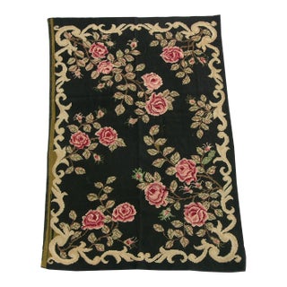 Antique Needlework Floral Rug For Sale