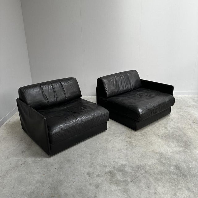 DS-76 Modular Sofa in Black Leather from de Sede, Switzerland, 1970s, Set of 2 For Sale - Image 4 of 13
