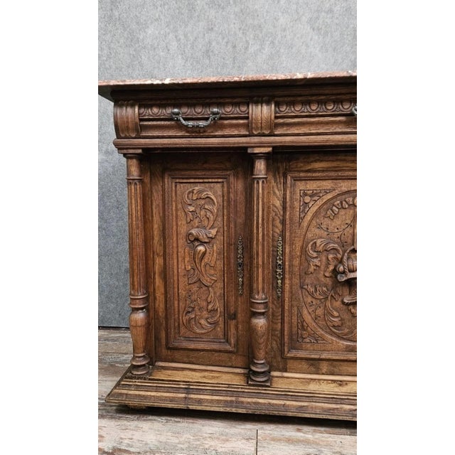 Renaissance Style Buffet in Oak with Marble Top For Sale - Image 11 of 12