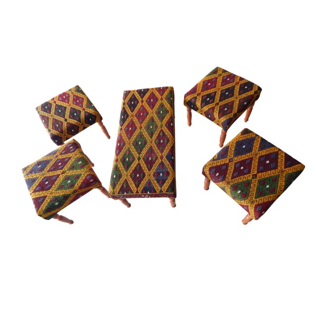Kilim Bench Upholstered With Turkish Kilim Rug For Sale