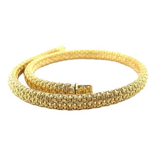 18k Gold Specialty Cylinder Tube Chain Choker Necklace For Sale