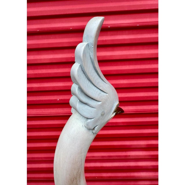 62” Ft Vintage Brass and Carved Solid Wood Herons Cranes Birds Sculpture Manner of Sarried For Sale - Image 9 of 12