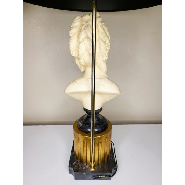 1960s Male and Female Busts on Marble With Bases With Shades - a Pair For Sale - Image 4 of 9