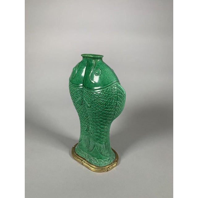 Monochrome Green Vase with Adjoining Carp, Kangxi period (1662-1722) For Sale - Image 6 of 9