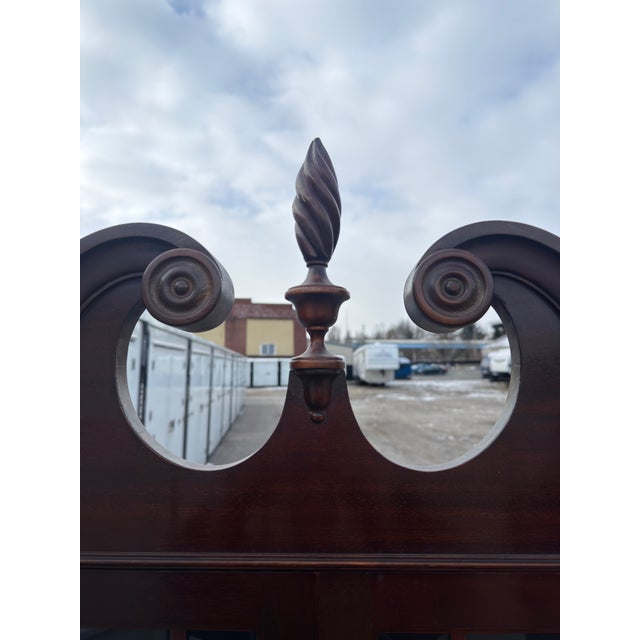 Vintage Mahogany Secretary Desk Bookcase – One-Piece, Curved Front, Fitted Interior For Sale In Cleveland - Image 6 of 6