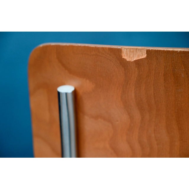 Wood Tubular Chrome Chairs, 1970s, Set of 4 For Sale - Image 7 of 8