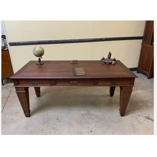 Brown Antique Art Nouveau Desk in Oak, 1915 For Sale - Image 8 of 9