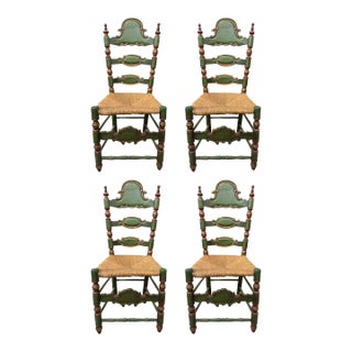 Early 20th Century Antique Spanish Country Ladder-Back Chair - Set of 4 For Sale