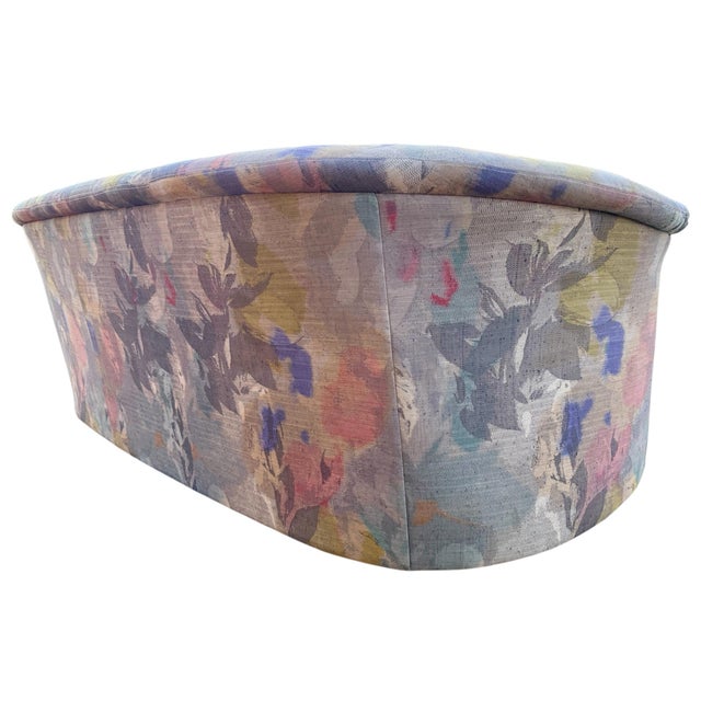 1990 Postmodern Kagan Style Biomorphic Kidney Bean Shaped Curved Platform Carson’s Sofa For Sale - Image 9 of 12