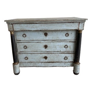 19th Century French Empire, Painted Commode With Brass Accents For Sale
