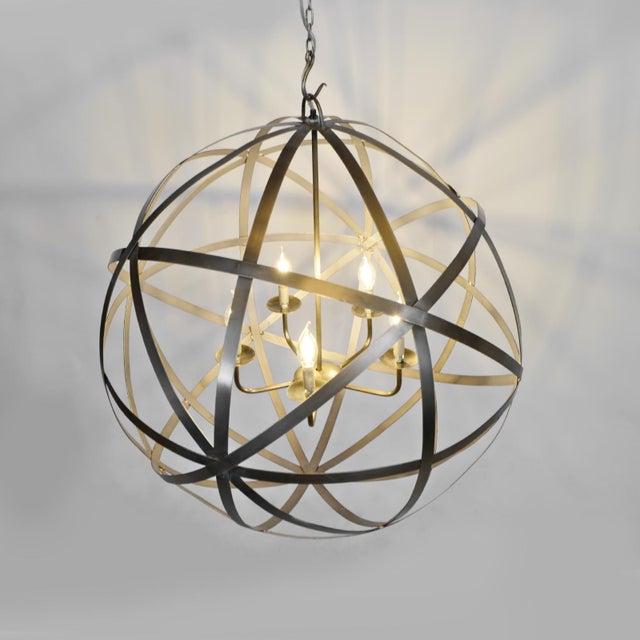 Modern Meridian Iron Orb Strap Chandelier For Sale - Image 4 of 6