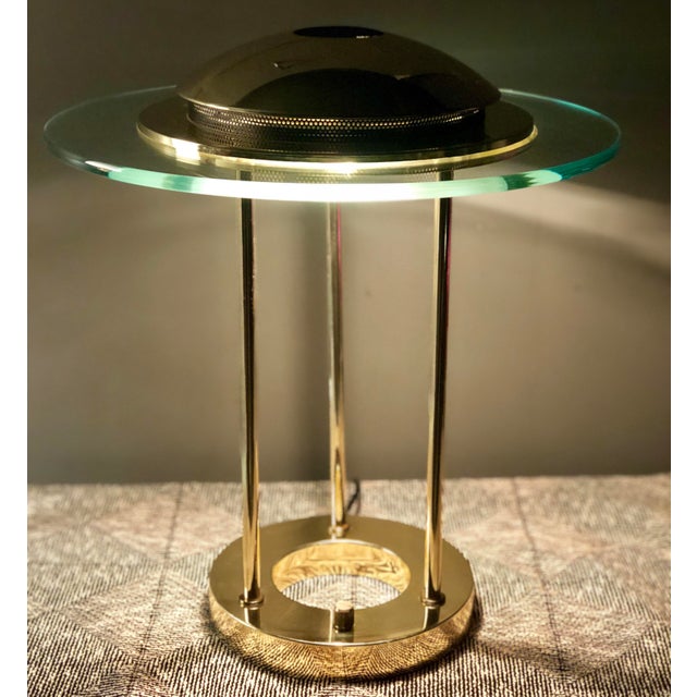 1980s Art Deco Robert Sonneman for Kovacs Dimmer Saturn Brass