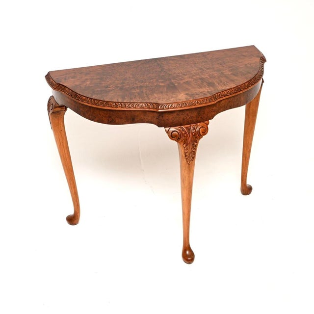Antique Burr Walnut Console Table, 1930 For Sale - Image 10 of 10