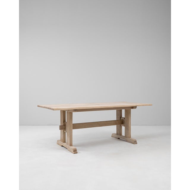 French Provincial 20th Century French Oak Trestle Dining Table For Sale - Image 3 of 18
