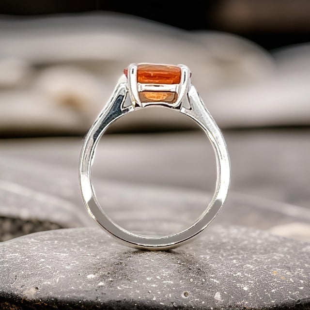 Natural Orange Sapphire Diamond Ring 6.75 14k W Gold 2.6 TCW Certified For Sale - Image 16 of 18