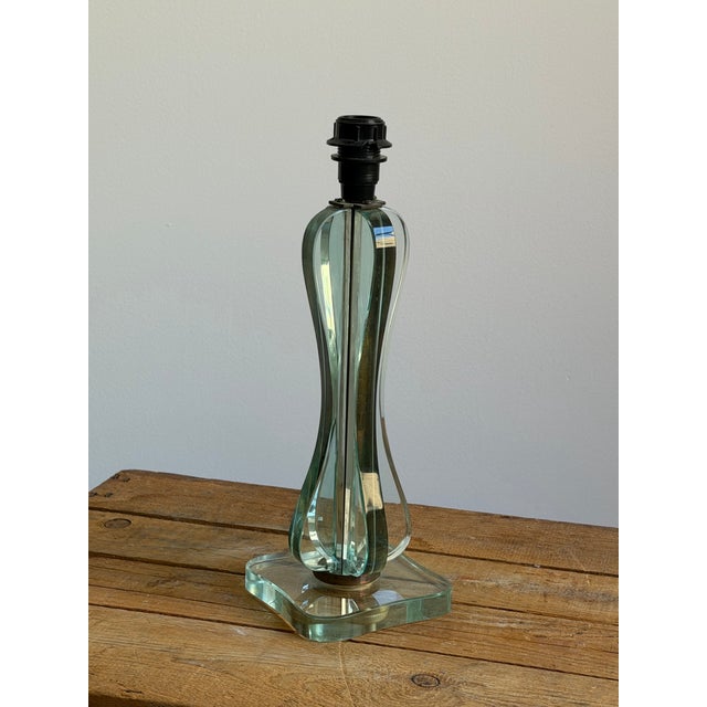 1950s Italian Fontana Arte Attributed Glass Table Lamp For Sale - Image 5 of 12