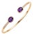Amethyst & Cubic Zirconia Open Cuff Bangle in 18k Gold Plated For Sale