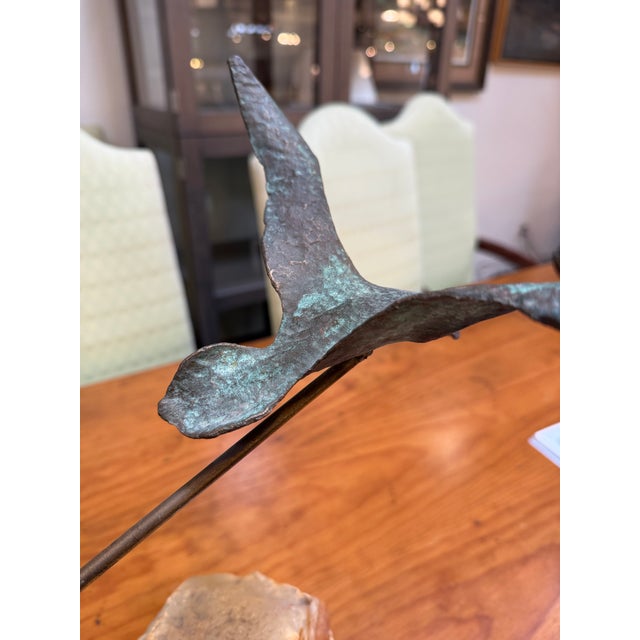 Mid 20th Century Curtis Jere Style Birds in Flight Brass Sculpture on Onxy, Mid 20th Century For Sale - Image 5 of 12