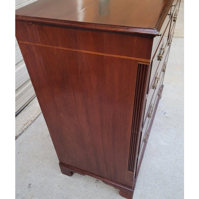 English Antique Early 19th Century English Inlaid Mahogany 8 Drawer Gentleman's Tall Chest For Sale - Image 3 of 12