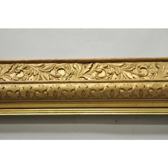 Antique Victorian Gold Gilt Oak Wood Leafy Scroll Deep Picture Frame 32.5 X 26.5 For Sale - Image 4 of 18