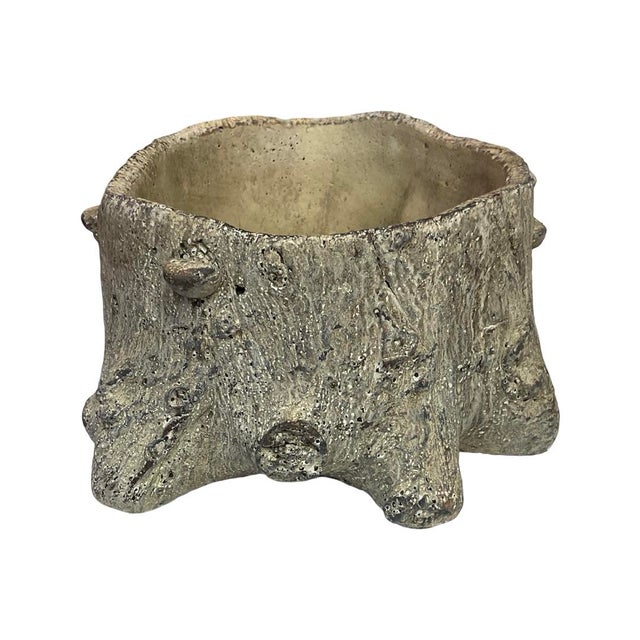 Small Faux Bois Cement Planter For Sale - Image 4 of 6