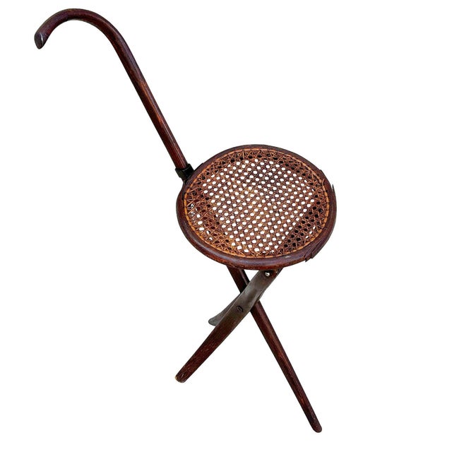 Late 19th Century Late 19th Century Late Victorian Bent Oak Folding Chair W/ Cane Seat by Gebrüder Thonet For Sale - Image 5 of 7