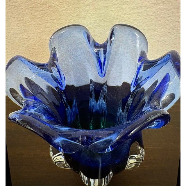Mid-Century Modern Chrisbka Josef Hospodka Vintage Blue Vase For Sale - Image 3 of 6