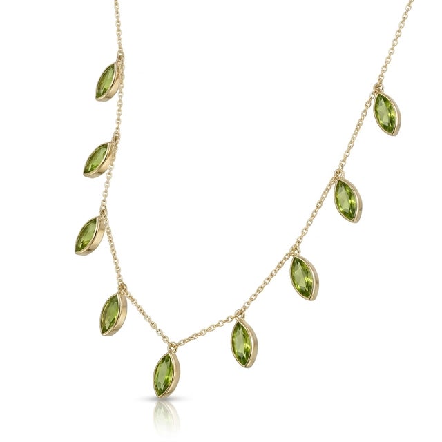 Not Yet Made - Made To Order Natural Peridot Station Necklace – Marquise Cut Gemstone Necklace For Sale - Image 5 of 5