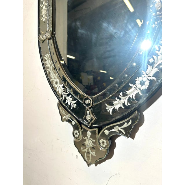 Venetian Etched Mirror with Ornate Crest For Sale - Image 4 of 5
