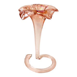 Vintage Pink Art Glass Lily Vase For Sale