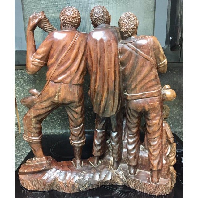 Wood 1990s Wooden Hand Carving of Village Musicians-Banda De Chota-Made in Ecuador For Sale - Image 7 of 9