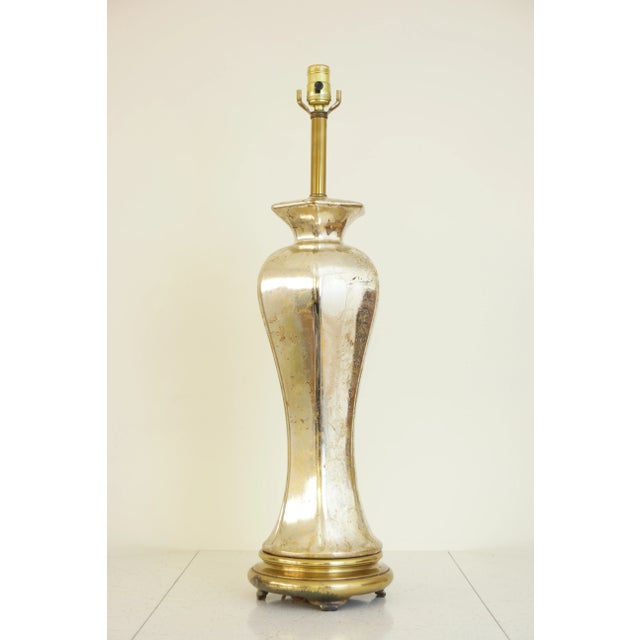 Gold 1960s Mid Century Modern Silver/Gold Ceramic Table Lamp For Sale - Image 8 of 8