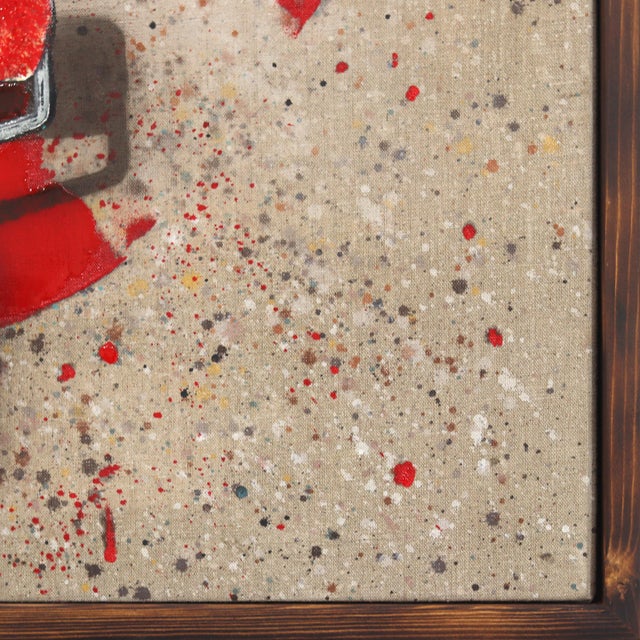 2020s Tremendous! - Surrealist Red Paint Brush Circle Pop Art on Canvas Original Artwork by Carl Smith For Sale - Image 5 of 9