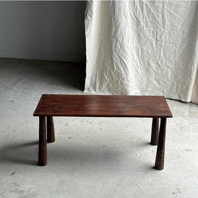 Vintage Indonesian Brown Teak Coffee Table with Tapered Legs, 1980s For Sale - Image 14 of 18