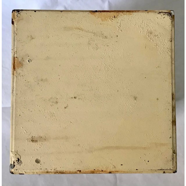 Light Yellow Vintage Chinoiserie Tole Covered Cachepot or Vase Painted With Monkeys For Sale - Image 8 of 9