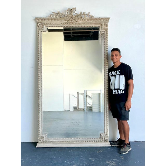 Late 20th Century Vintage Monumental Carved Ribbon Floor Mirror For Sale - Image 5 of 12