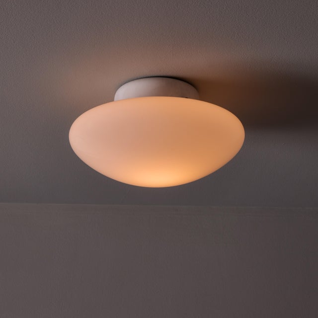 1960s Small Sergio Mazza 'Magnolia' Opaline Glass Ceiling or Wall Lamp for Quattrifolio For Sale - Image 5 of 17