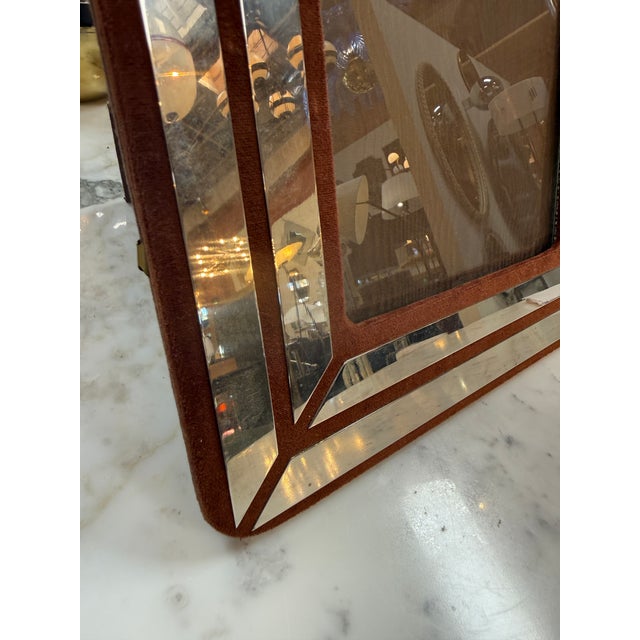 Italian Italian Chrome and Burgundy Suede Picture Frame, 1970s For Sale - Image 3 of 9