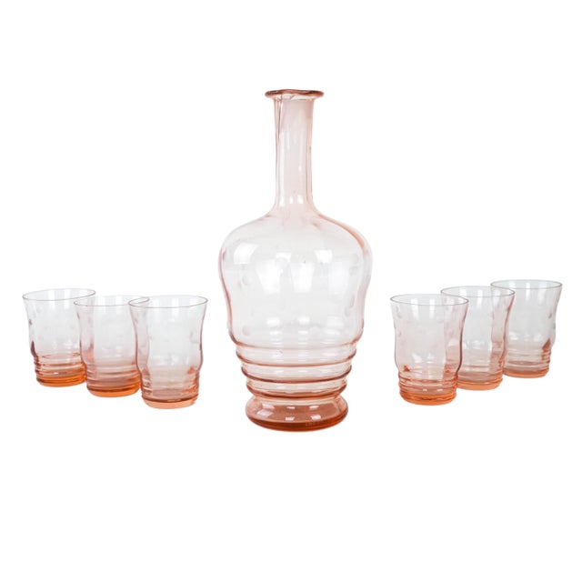 Red Vintage Italian Glasses and Carafe, 1970s, Set of 6 For Sale - Image 8 of 8