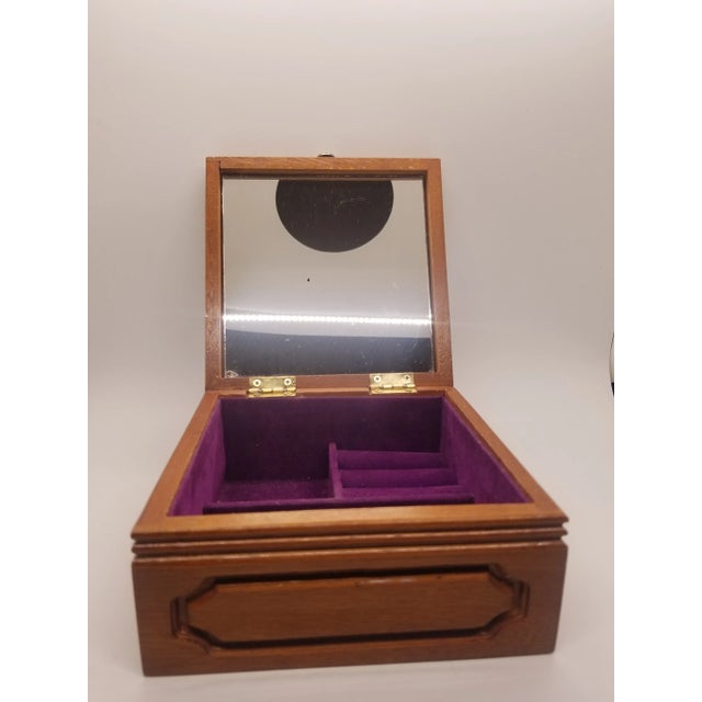 Vintage 70's Purple Velvet Jewelry Box With Holly Hobbie Tile For Sale - Image 4 of 6