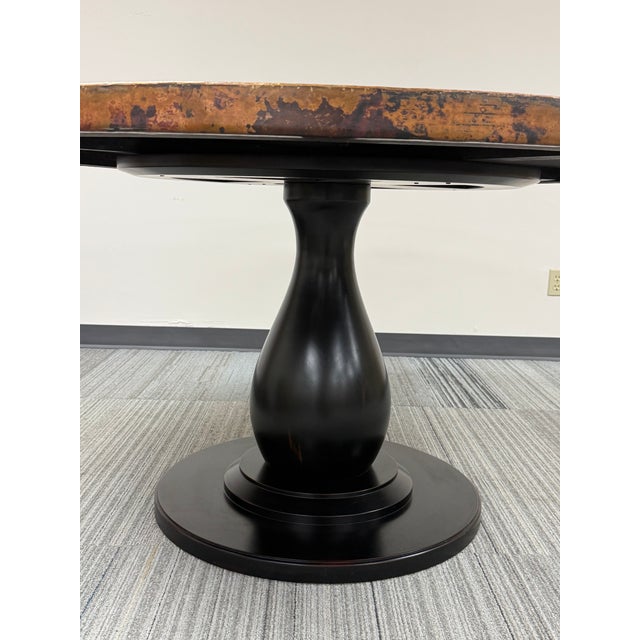 Arhaus Rustic Dining Table Copper Top With Pedestal Base ~ Seats 6 For Sale - Image 4 of 7